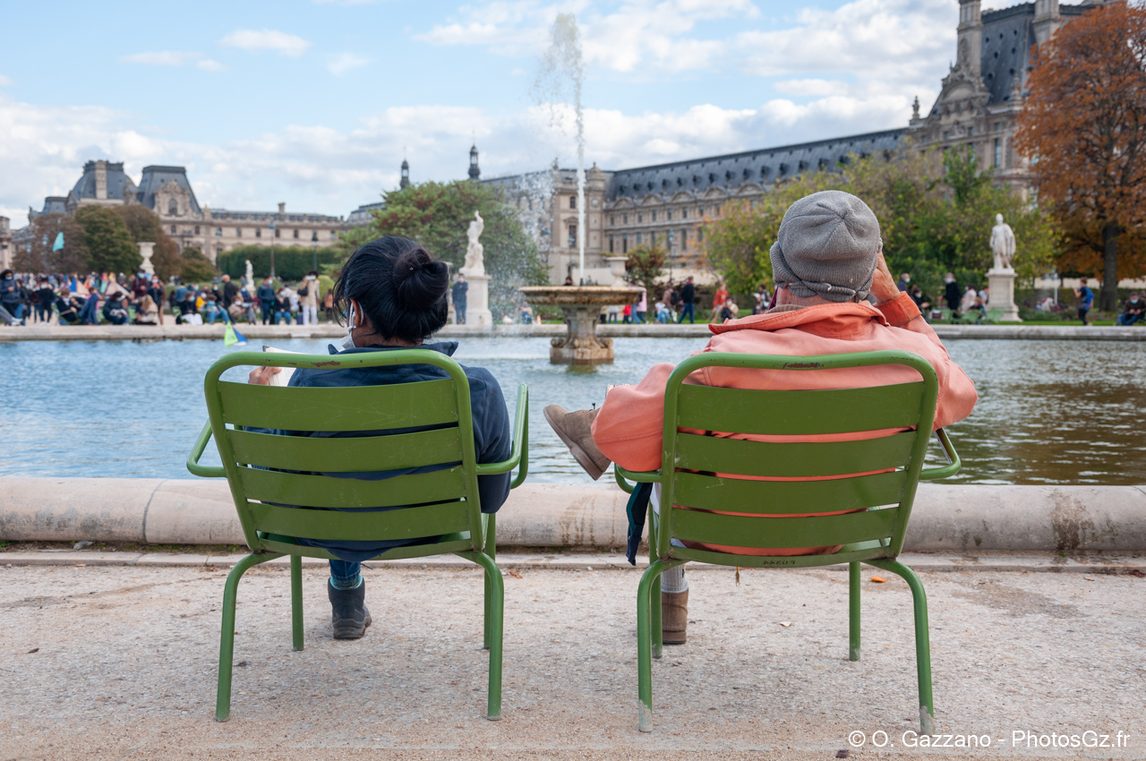 Chaises du Jardin du Luxembourg..Jardin des Tuileries, Paris, France - 10 octobre 2020